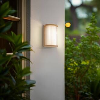 LED buiten wandlamp Calvik, beige, geribbeld, IP44