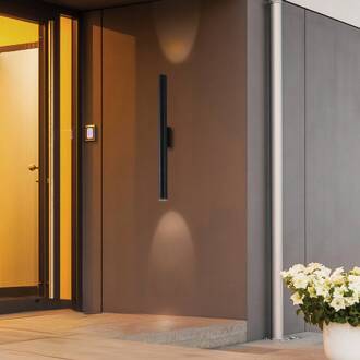 LED buiten wandlamp City, hoogte 60 cm, zwart, metaal