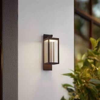 LED buiten wandlamp Ferdinand, roest, metaal, IP54 roestbruin, transparant