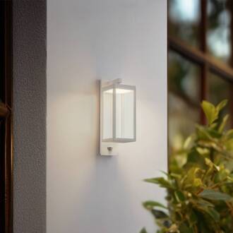 LED buiten wandlamp Ferdinand, wit, sensor, 38 cm wit, transparant
