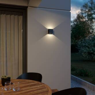 LED buiten wandlamp Glyn, zwart, metaal, 12cm, IP44