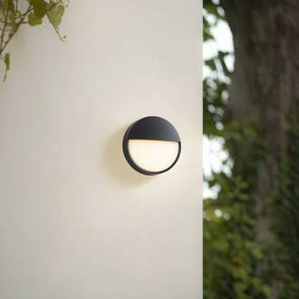 LED buiten wandlamp Gravo, Ø 25 cm, zwart, IP65 zwart, wit