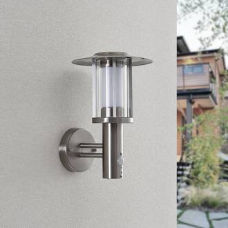 LED buiten wandlamp Gregory, sensor, roestvrij staal, IP44