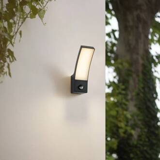 LED buiten wandlamp Ilvita, sensor, antraciet, IP54 antraciet (RAL 7016), opaal wit