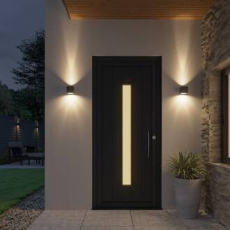 LED buiten wandlamp Jarno, antraciet, metaal, 9 cm grafiet