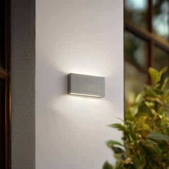 LED buiten wandlamp Jarte, grijs, metaal, 17 cm, IP54 geborsteld aluminium, blank