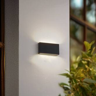 LED buiten wandlamp Jarte, zwart, metaal, 17 cm, IP54 zwart, helder