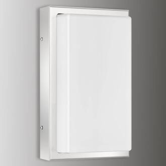 LED buiten wandlamp Julea, roestvrij staal, glas, bewegingsmelder roestvrij staal, wit