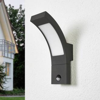 LED buiten wandlamp Juvia, sensor, 27 cm, grijs, IP54 grafietgrijs, opaalwit