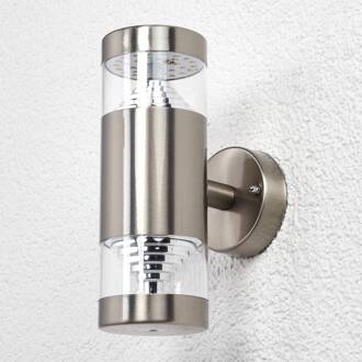 LED buiten wandlamp Lanea, 21 cm, roestvrij staal, IP44 roestvrij staal, helder