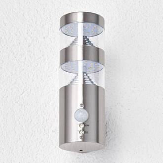 LED buiten wandlamp Lanea, 22 cm, roestvrij staal, sensor roestvrij staal, helder