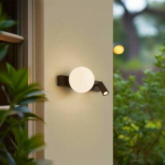 LED buiten wandlamp Larcie, 35 cm, 2-lamps, aluminium, sensor zwart, wit, transparant