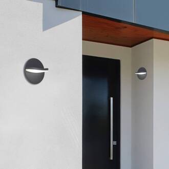 LED buiten wandlamp Letty, donkergrijs, Ø 18 cm, metaal, IP65