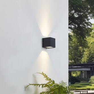 LED buiten wandlamp Merjem, 10 cm, up/down, IP54 donkergrijs