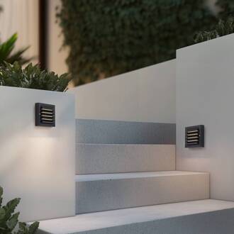 LED buiten wandlamp Muro, zwart, PC, set van 2 zwart (RAL 9005)