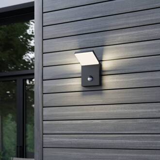 LED buiten wandlamp Nevio, metaal, antraciet, sensor grafietgrijs, wit