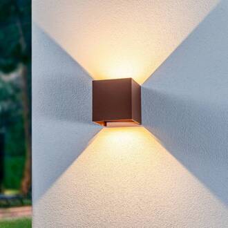 LED buiten wandlamp Nivar, hoekig, roest, metaal, IP54 roestbruin