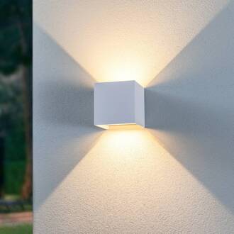 LED buiten wandlamp Nivar, hoekig, wit, metaal, IP54