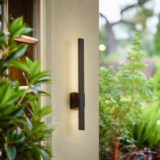 LED buiten wandlamp Sakari, zwart, aluminium, hoogte 50 cm
