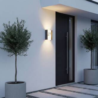 LED buiten wandlamp Selqa, huisnummer, antraciet, IP65 antraciet, wit