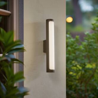 LED buiten wandlamp Tuberia, antraciet, metaal, Ø 7cm antraciet, wit