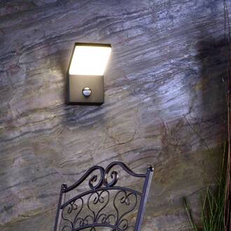 LED buiten wandlamp Tucanae, grijs, hoogte 22 cm, IP54 donkergrijs metallic RAL 840-M