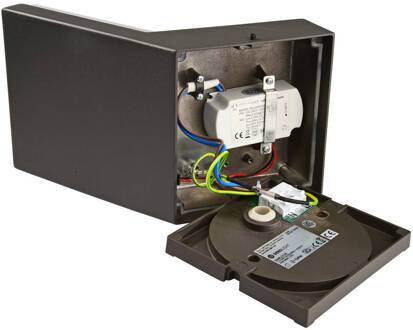 LED buiten wandlamp Tucanae, grijs, hoogte 22 cm, IP65, metaal donkergrijs metallic RAL 840-M