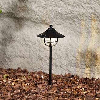 LED buitenlamp Ketil, zwart, grondspies, batterij zwart, transparant