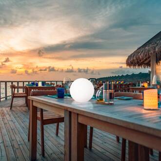 LED-buitenlamp op zonne-energie Dabus, Ø 30 cm, bol, wit, acryl