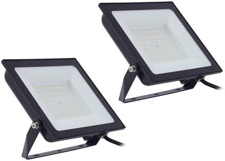 LED-buitenspot Maikel, 100 W, metaal, set van 2 zwart, wit