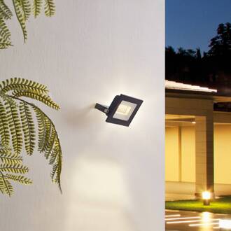 LED buitenspot Maikel, 20W, metaal, set van 2 zwart, wit