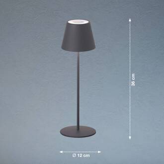 LED buitentafellamp Cosenza met accu RGBW zandgrijs