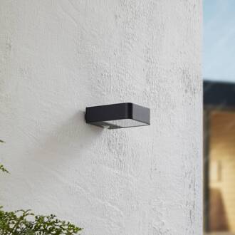 LED buitenwandlamp Dava op zonne-energie, hoogte 5 cm, sensor zandzwart, transparant