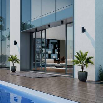 LED buitenwandlamp Foris Round Double, antraciet zwart