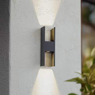 LED buitenwandlamp Lavrin, zwart/grijs, aluminium zwart, roestvrij staal