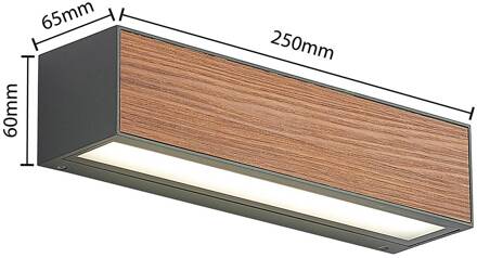 LED buitenwandlamp Lengo, CCT, 25 cm, 1-lamp, hout