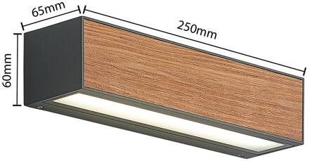 LED buitenwandlamp Lengo, CCT, 25 cm, 2-lamps, hout