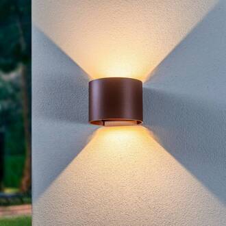 LED buitenwandlamp Nivar, rond, roest, metaal, IP54 roestbruin