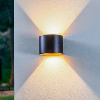 LED buitenwandlamp Nivar, rond, zwart/goud, IP54 zwart, goud