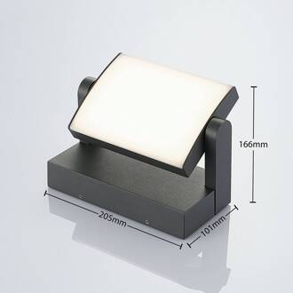 LED buitenwandlamp Sherin, set van 2, draaibaar donkergrijs, wit gesatineerd
