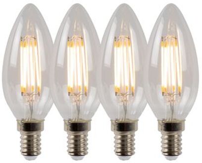 LED BULB - Filament lamp - Ø 3,5 cm - LED Dimb. - E14 - 4x4W 2700K - Transparant - Set van 4