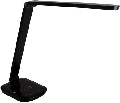 LED Bureaulamp - Aigi Sorina - 8W - Qi Draadloze Oplaadfunctie - Aanpasbare Kleur - Dimbaar - Mat Zwart