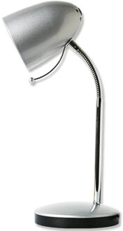 LED Bureaulamp - Aigi Wony - E27 Fitting - Flexibele Arm - Rond - Glans Zilver Zilverkleurig