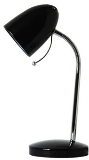 LED Bureaulamp - Aigi Wony - E27 Fitting - Flexibele Arm - Rond - Glans Zwart