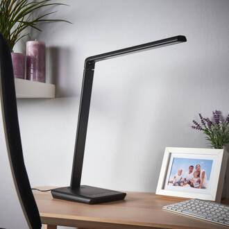 LED bureaulamp Kuno, zwart, USB, touchdimmer
