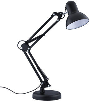 LED Bureaulamp - Maxozo Rety - E27 Fitting - Verstelbaar - Retro - Klassiek - Rond - Mat Zwart
