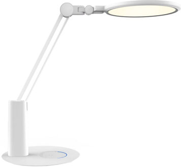 Led Bureaulamp - Tafelverlichting - Aigi Dunno - 18w - Natuurlijk Wit 4000k - Dimbaar - Rond - Mat Wit - Kunststof