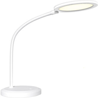 Led Bureaulamp - Tafelverlichting - Aigi Priton - 7w - Natuurlijk Wit 4000k - Dimbaar - Rond - Mat Wit - Kunststof