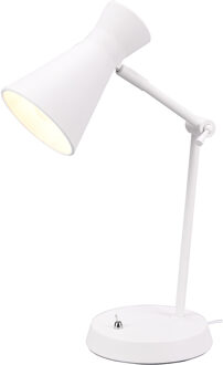 LED Bureaulamp - Tafelverlichting - Trion Ewomi - E27 Fitting - Rond - Mat Wit - Aluminium