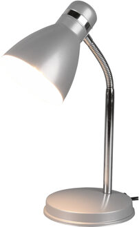 LED Bureaulamp - Tafelverlichting - Trion Himaya - E27 Fitting - Rond - Mat Titaan - Aluminium Zilverkleurig